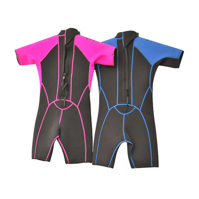 Kids’ Shorty Wetsuit 2/2mm Neoprene Short Sleeve Spring Suit Front/Back Zip Options Junior Surfing Snorkeling Swim Training SUP